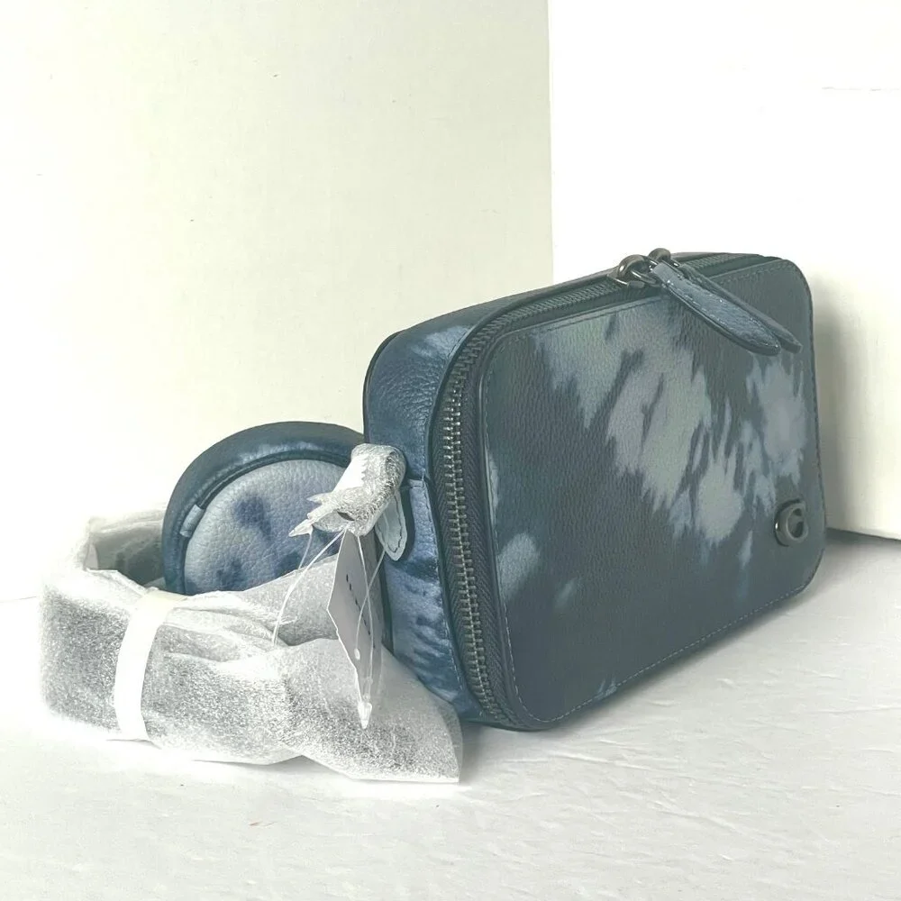 Coach Charter Tie Dye Slim Crossbody Blue Leather Sling Bag CU208 - Picture 6 of 12